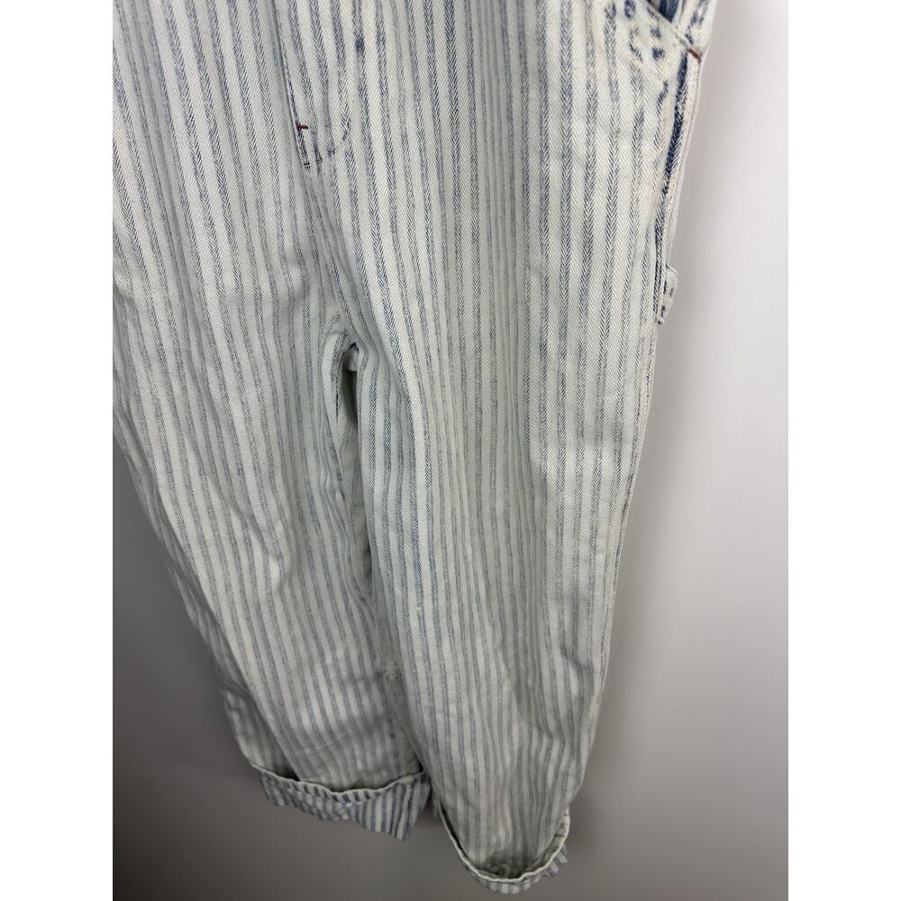 Faherty Topsail Bib Overall Railroad Stripe Blue White *Stained Distressed Small - Picture 6 of 16